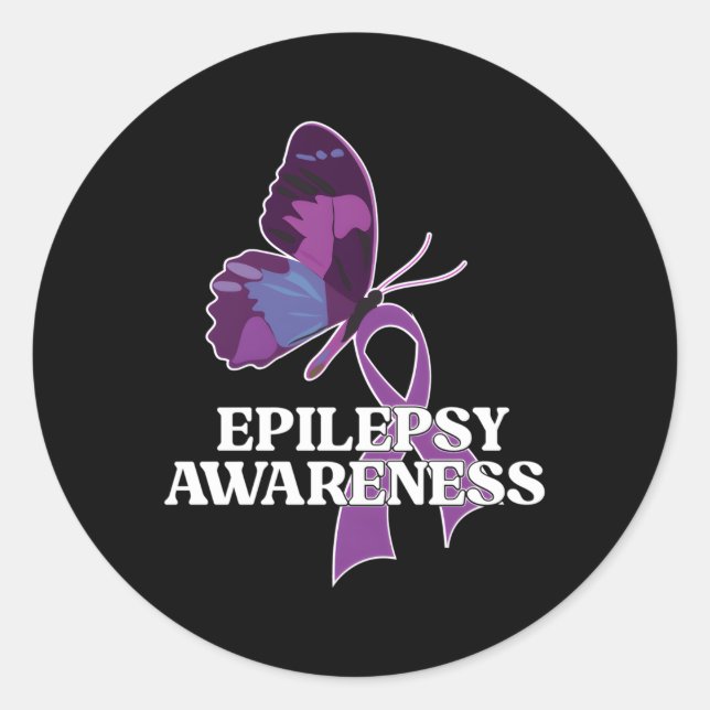 Adesivo Redondo Epilepsia Consciência Mês Borboleta Epilepsia Warr (Frente)