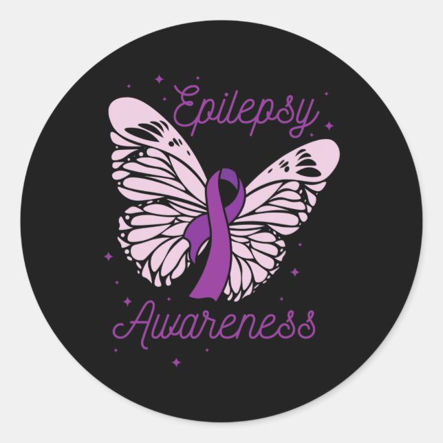Adesivo Redondo Epilepsia Consciência Mês Folha Roxa Advocate Ep (Frente)