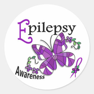 Adesivo Redondo Epilepsia da borboleta 2 do vitral