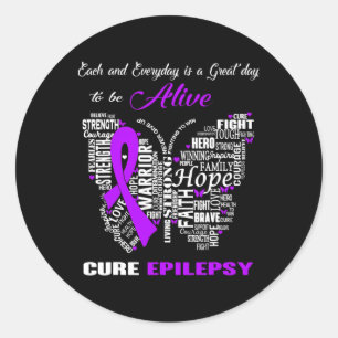 Adesivo Redondo Epilepsia Sensibilização Borboletas Púrpuras