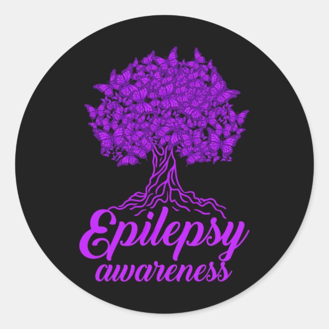 Adesivo Redondo Epilepsy Awareness Butterfly  (Frente)