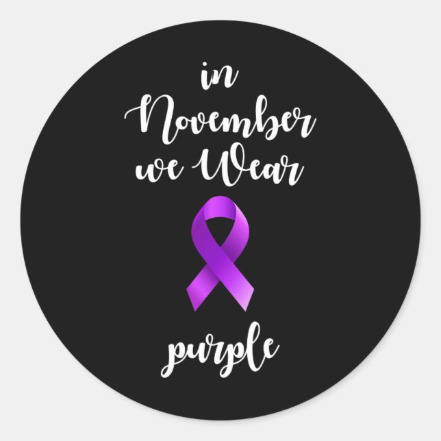 Adesivo Redondo Epilepsy Awareness Month In November We Wear Purpl (Frente)
