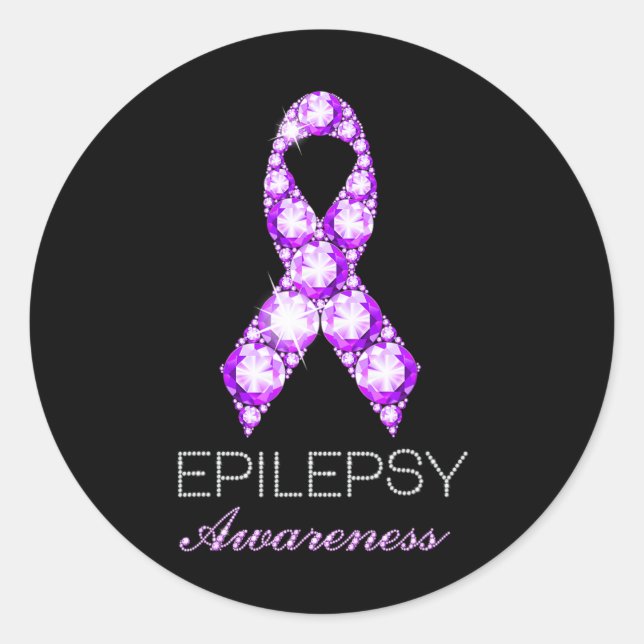 Adesivo Redondo Epilepsy Awareness Purple Ribbon Epilepsy Awarenes (Frente)