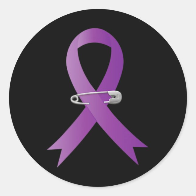 Adesivo Redondo Epilepsy Awareness Purple Ribbon Pocket  (Frente)