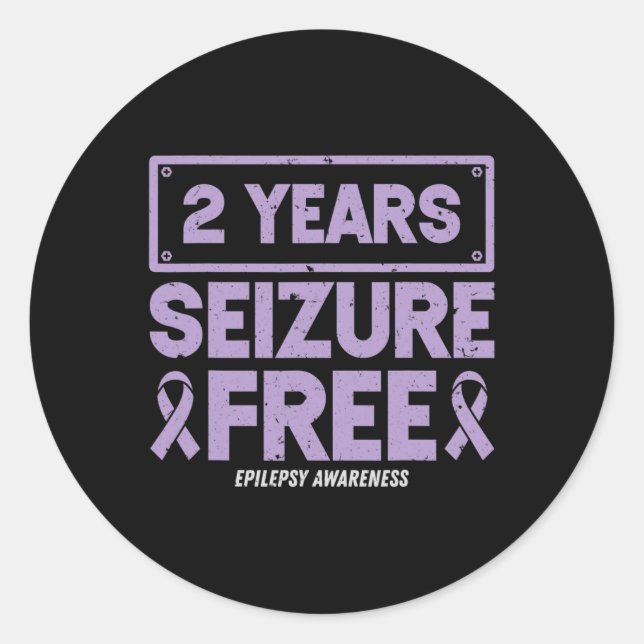 Adesivo Redondo Epilepsy Awareness Ribbon 2 Years Seizure Free  (Frente)
