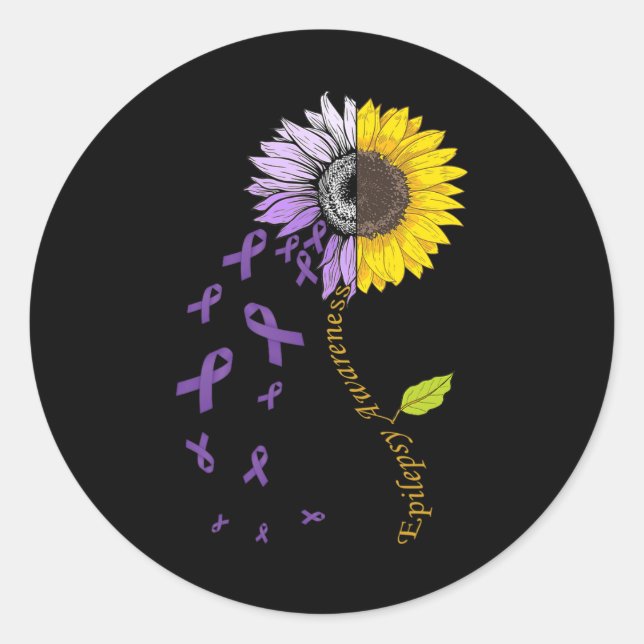 Adesivo Redondo Epilepsy Awareness Sunflower  (Frente)