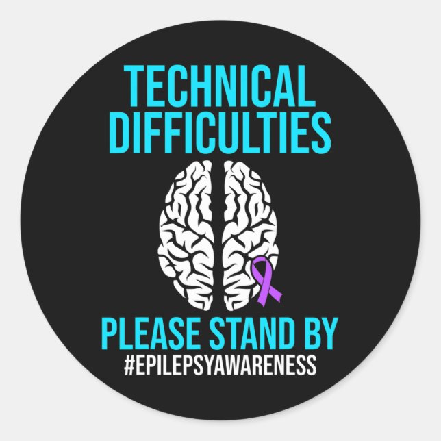 Adesivo Redondo Epilepsy Awareness Technical Epileptic Warrior Sur (Frente)