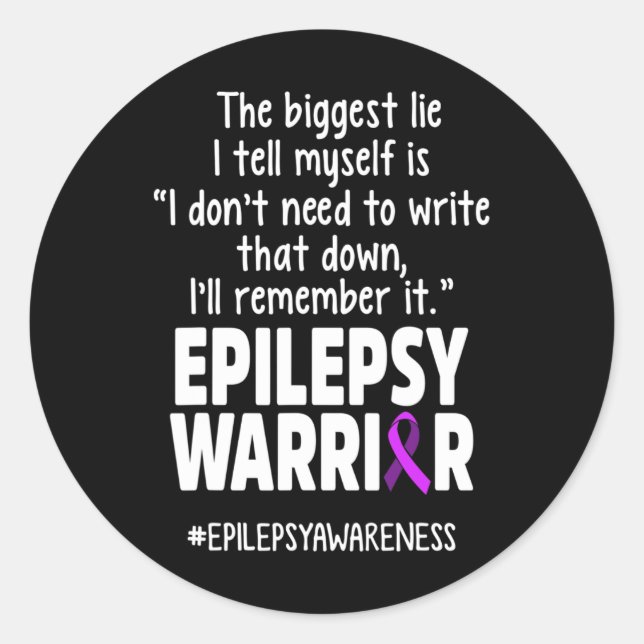 Adesivo Redondo Epilepsy Awareness Write It Epileptic Warrior Surv (Frente)