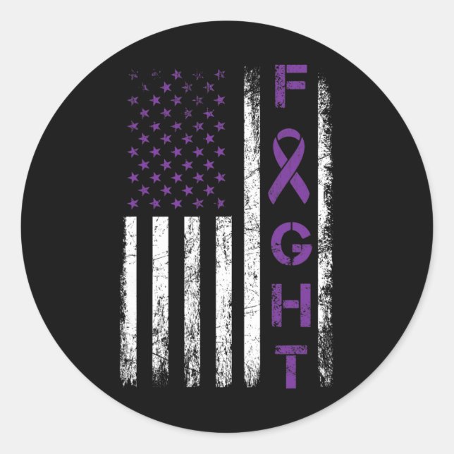 Adesivo Redondo Epilepsy Fighted USA Flag - Fight Epilepsy Awarene (Frente)