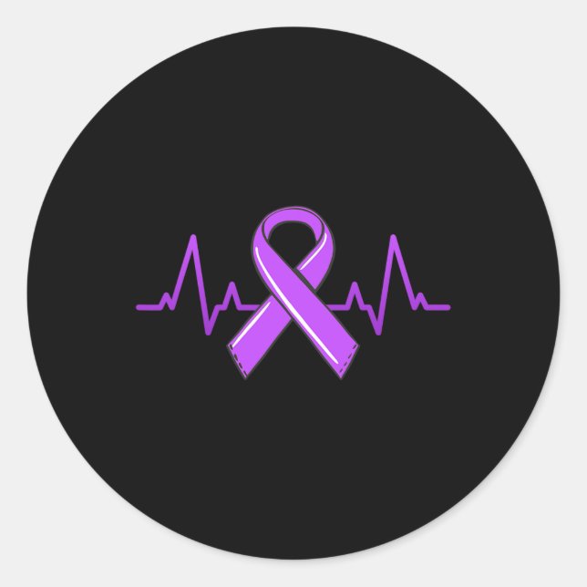 Adesivo Redondo Epilepsy Heartbeat Tea Moms Purple Ribbon Awarenes (Frente)