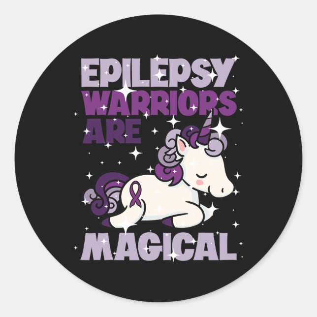 Adesivo Redondo Epilepsy Warrior Epileptic Day Purple Unicorn Love (Frente)