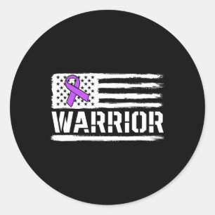 Adesivo Redondo Epilepsy Warrior Gift Purple American Flag Awarene
