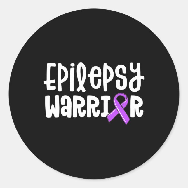 Adesivo Redondo Epilepsy Warrior Kids Purple Ribbon Awarness (Frente)