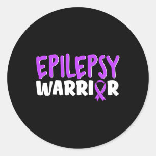 Adesivo Redondo Epilepsy Warrior Kids Purple Ribbon Sensibilização