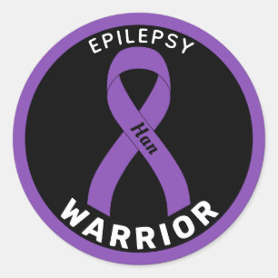 Adesivo Redondo Epilepsy Warrior Ribbon Black Round Sticker