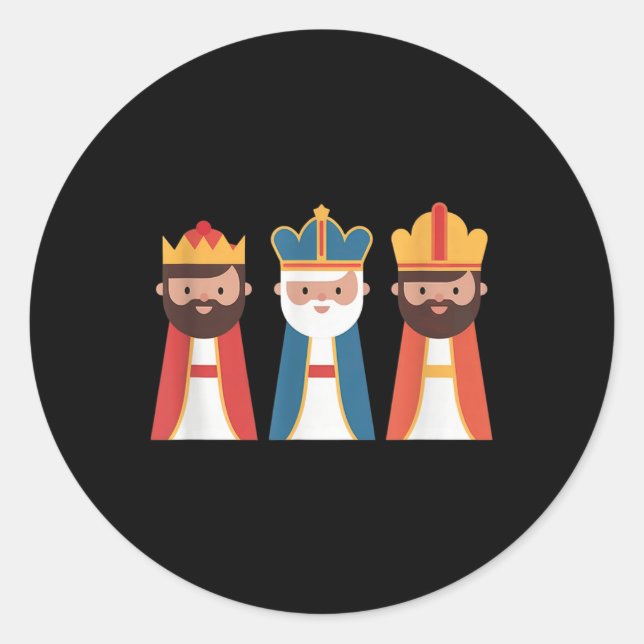 Adesivo Redondo Epiphany Feliz Dia De Reyes Three Wise Men Happy H (Frente)