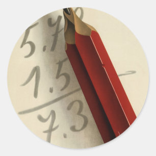 Adesivo Redondo Equação Matemática com Lápis Vermelho, Negócios Vi