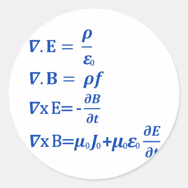 Adesivo Redondo Equação Maxwell (Frente)