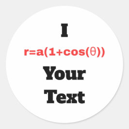Adesivo Redondo Equação Polar Personalizável (I Coração)