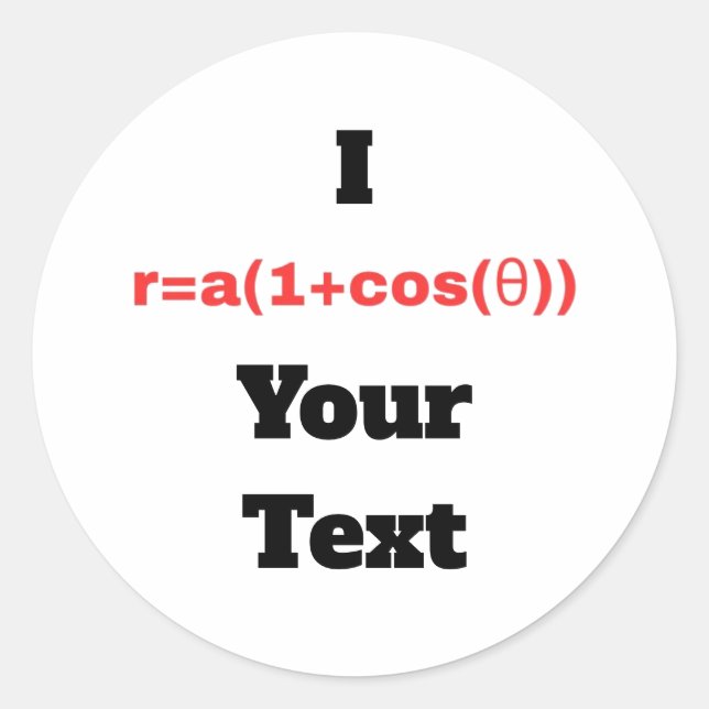 Adesivo Redondo Equação Polar Personalizável (I Coração) (Frente)
