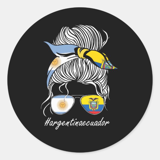 Adesivo Redondo Equador Argentina Flag Roota Bandeira Equador (Frente)