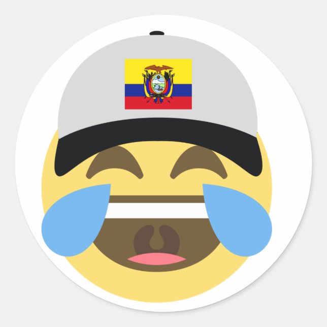 Adesivo Redondo Equador Hat Rindo Emoji (Frente)