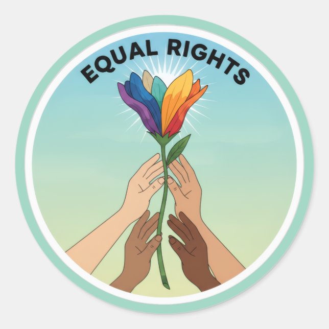 Adesivo Redondo Equal Rights Rainbow Flower – Diversity and Unity (Frente)