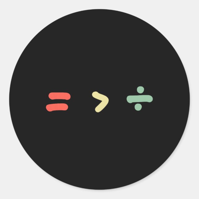 Adesivo Redondo Equality Is Greater Than Division Math Black Histo (Frente)