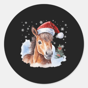 Adesivo Redondo Equestre Equestrian Cavalo Santa Hat Equest