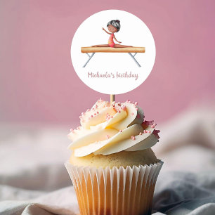 Adesivo Redondo Equilíbrio da ginástica africana-americana