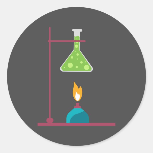 Adesivo Redondo Equipamento científico fofo de química científica (Frente)