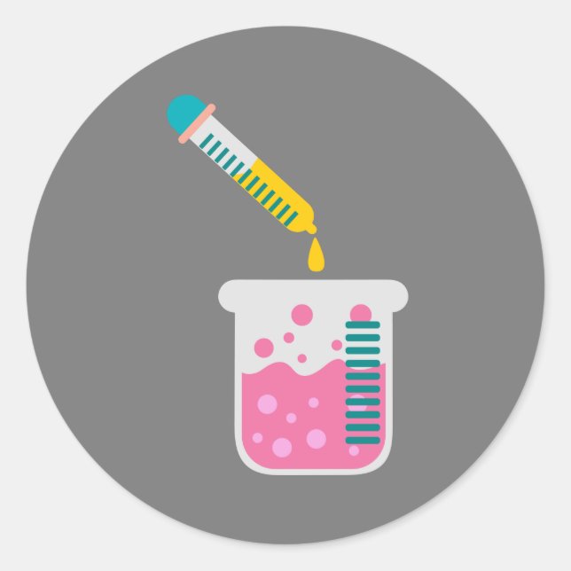Adesivo Redondo Equipamento científico fofo de química científica (Frente)
