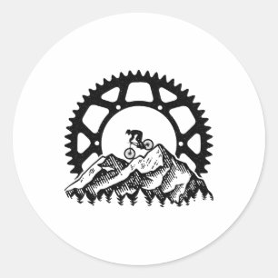 Adesivo Redondo Equipamento de Ciclismo de Montanha Retro Vintage