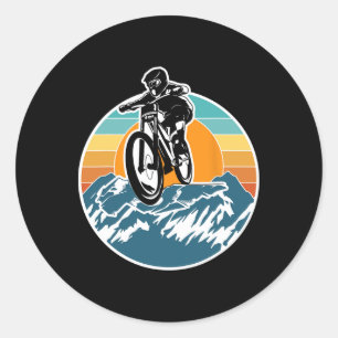 Adesivo Redondo Equipamento de Ciclismo de Montanha Retro Vintage