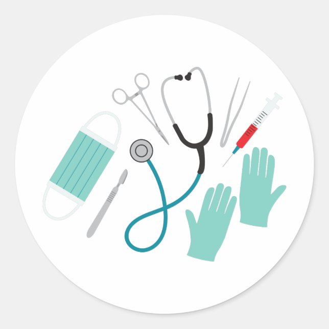 Adesivo Redondo Equipamento de cirurgião (Frente)