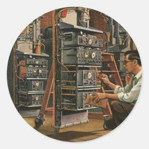 Adesivo Redondo Equipamento de fixação do técnico de rádio da 