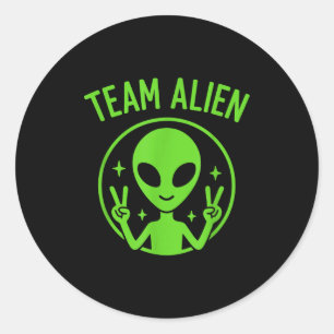Adesivo Redondo Equipe Alien - Extraterrestre Verde Engraçado Sina