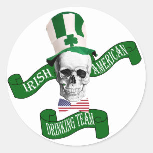 Adesivo Redondo Equipe americana irlandesa do bebendo