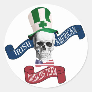 Adesivo Redondo Equipe americana irlandesa do bebendo