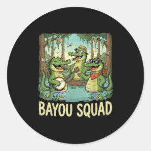 Adesivo Redondo Equipe Bayou Louisiana Jacaré Vida Selvagem Retro