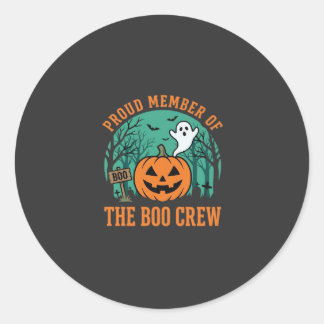 Adesivo Redondo Equipe Boo Design de Abóbora de Fantasma de Hallow