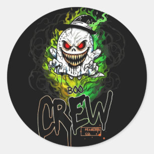 Adesivo Redondo Equipe Boo fantasma preto halloween fantasma fanta