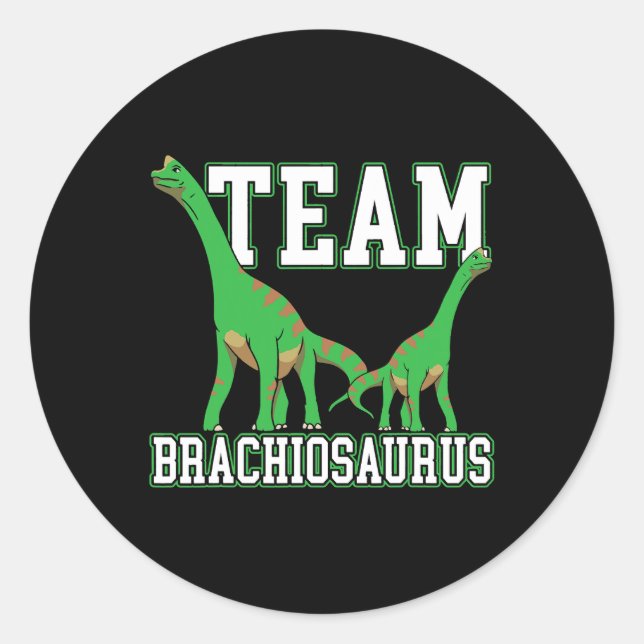 Adesivo Redondo Equipe Brachiousaurus Dinosaur Futuro Paleontólogo (Frente)