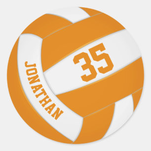 Adesivo Redondo equipe branca laranja cor de voleibol feminino