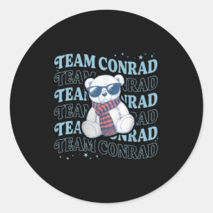 Adesivo Redondo Equipe Conrad Nome Mint Bear Para Homens Mulheres