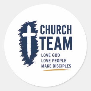 Adesivo Redondo Equipe da Igreja Ama Deus Ama as Pessoas Cristãs