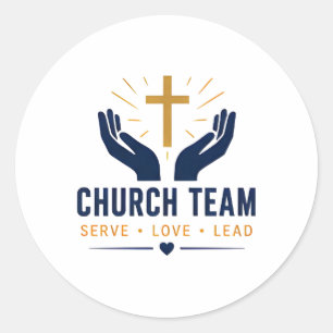 Adesivo Redondo Equipe da Igreja Servir Amor Liderar Cristão