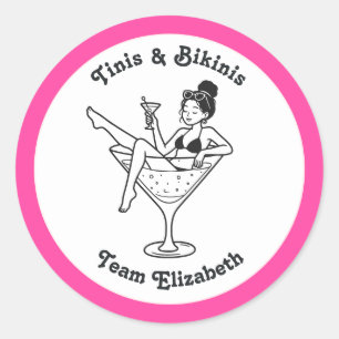 Adesivo Redondo Equipe da Noiva Despedida Tinis & Bikinis