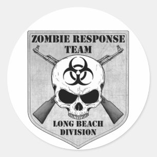 Adesivo Redondo Equipe da resposta do zombi: Divisão de Long Beac