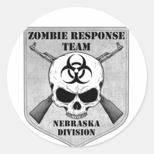 Adesivo Redondo Equipe da resposta do zombi: Divisão de Nebraska